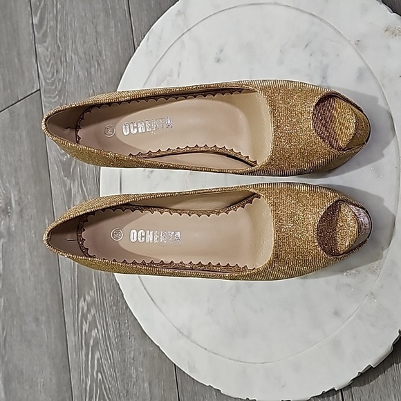 OCHENTA Women's Peep Toe Heels Platform Pumps Size 9.5 - Picture 7 of 13